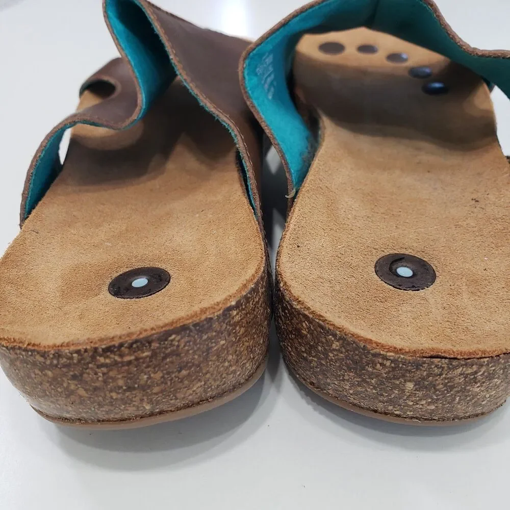 New Juil Mesa Women's Brown Leather Slip In Sandals, Size 10 - Picture 7 of 9